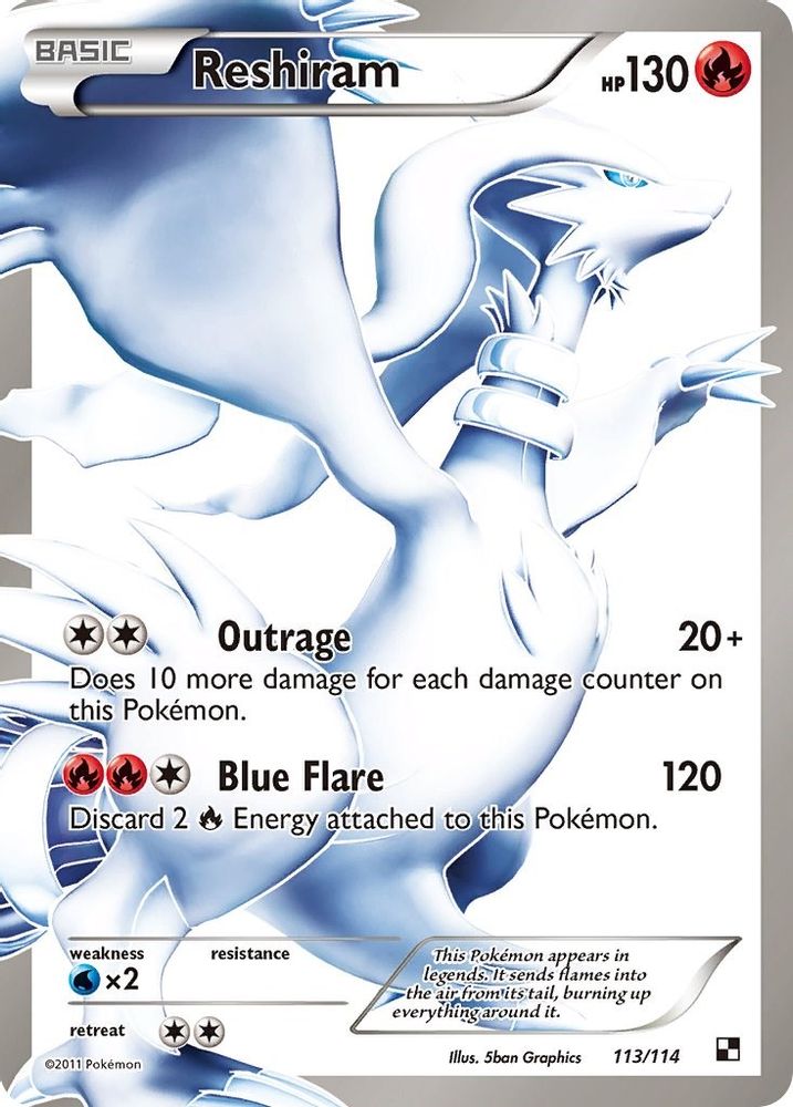 Reshiram (113 Full Art) (113 Full Art) 113 - Holofoil Black and White - Ultra Rare
