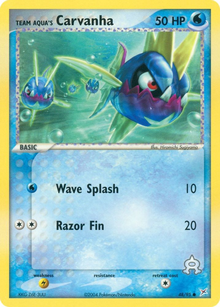 Team Aqua's Carvanha 048/95 - Reverse Holofoil Team Magma vs Team Aqua - Common