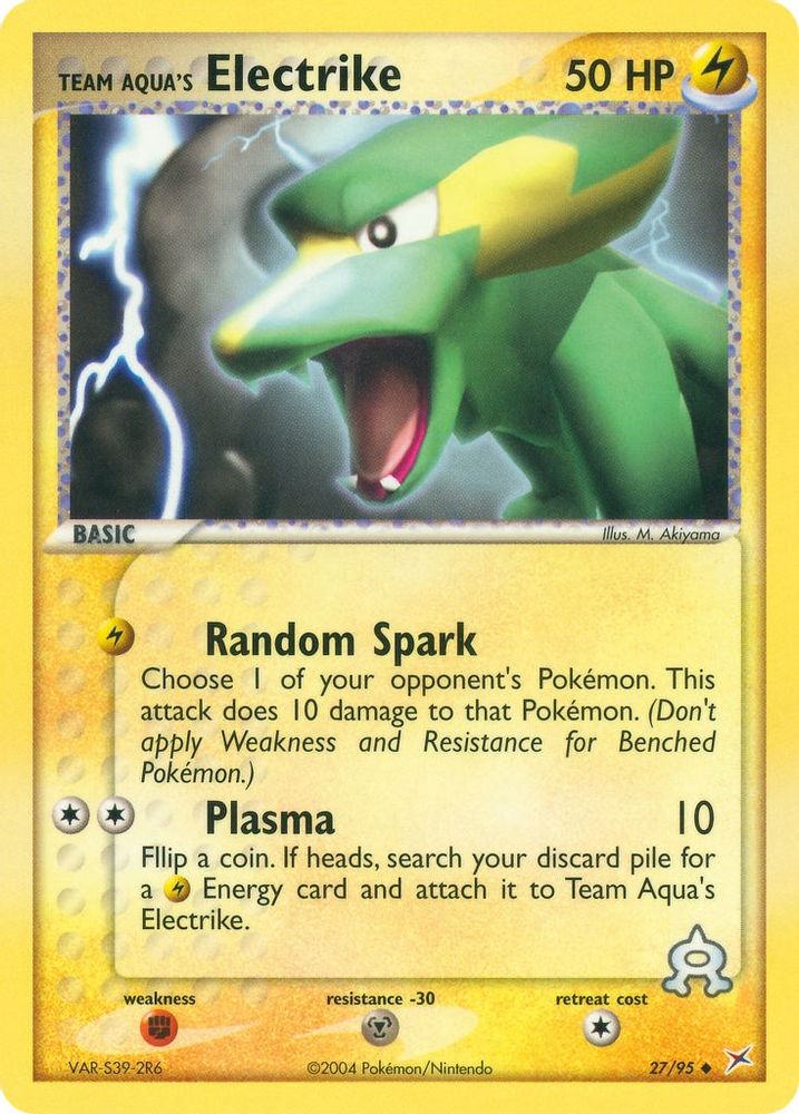 Team Aqua's Electrike - 27/95/95 - Reverse Holofoil Team Magma vs Team Aqua - Uncommon