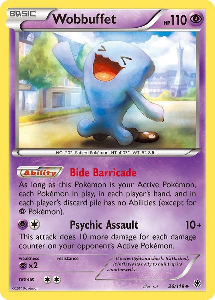 Wobbuffet 036 - Reverse Holofoil XY Phantom Forces - Uncommon