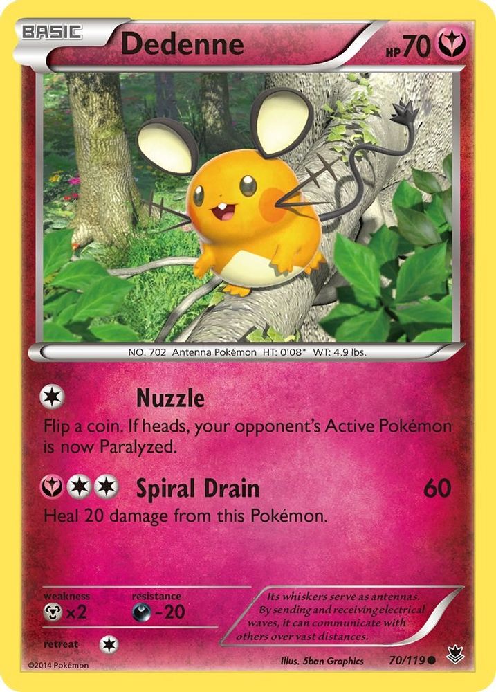 Dedenne 070 - Reverse Holofoil XY Phantom Forces - Common