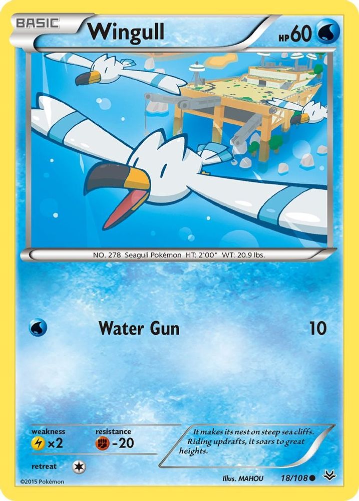 Wingull 018 - Reverse Holofoil XY Roaring Skies - Common
