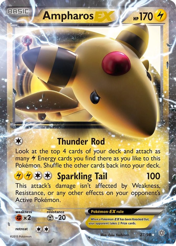 Ampharos EX 027  - Holofoil XY  Ancient Origins - Ultra Rare