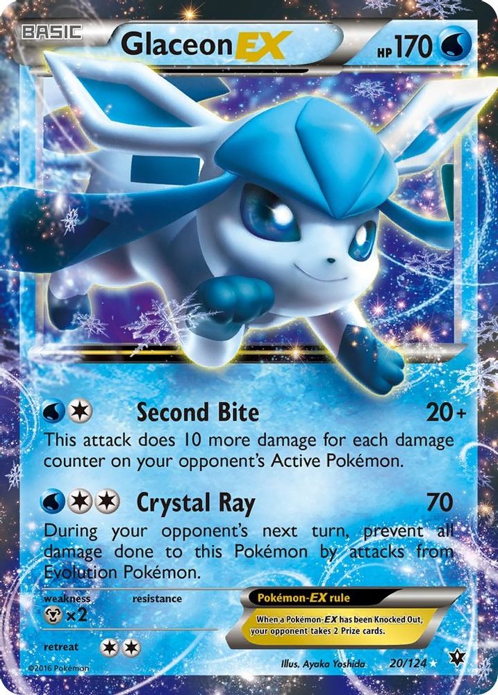 Glaceon EX 020  - Holofoil XY  Fates Collide - Ultra Rare