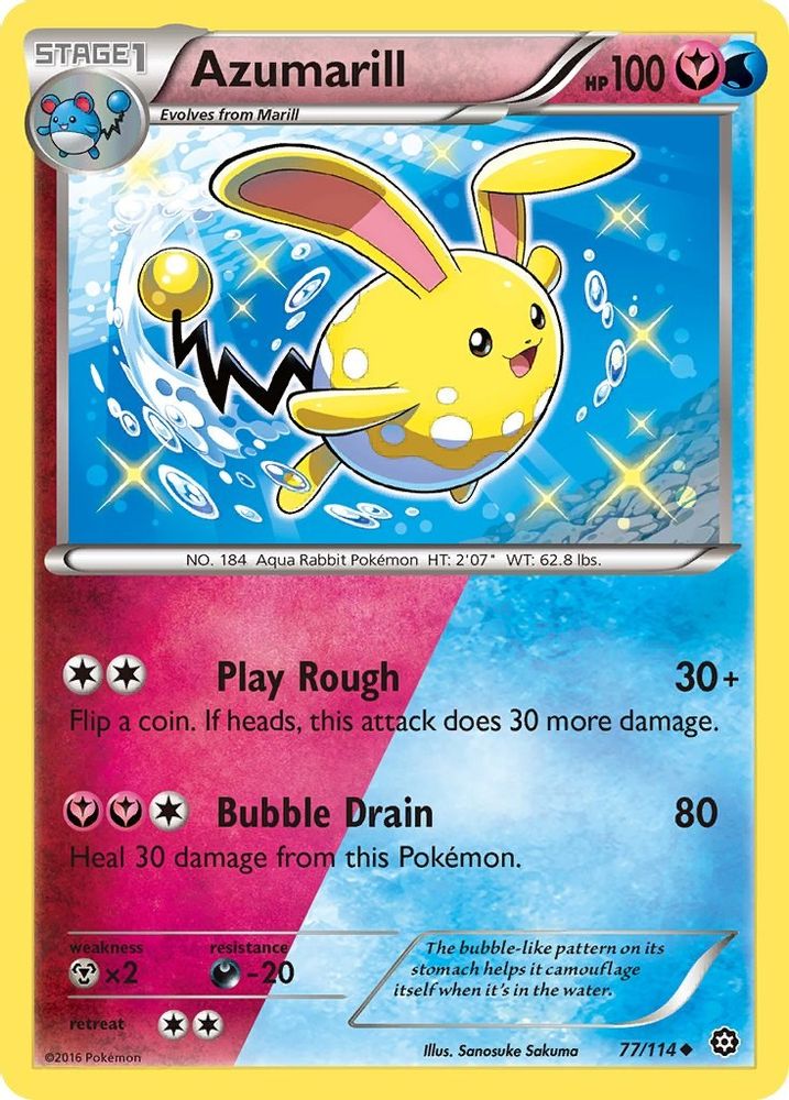 Azumarill 077  - Reverse Holofoil XY  Steam Siege - Uncommon