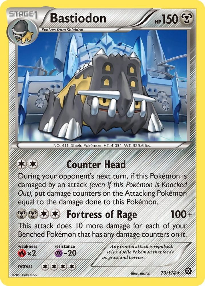 Bastiodon 070  - Reverse Holofoil XY  Steam Siege - Rare