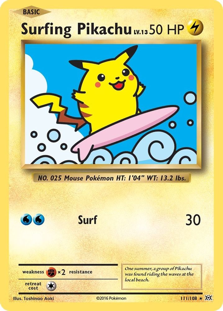 Surfing Pikachu 111  XY  Evolutions - Secret Rare