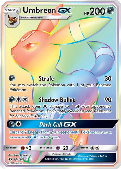 Umbreon GX (Secret) 154  - Holofoil SM Base Set - Secret Rare
