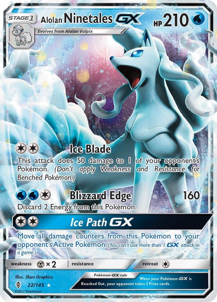 Alolan Ninetales GX 022  - Holofoil SM  Guardians Rising - Ultra Rare