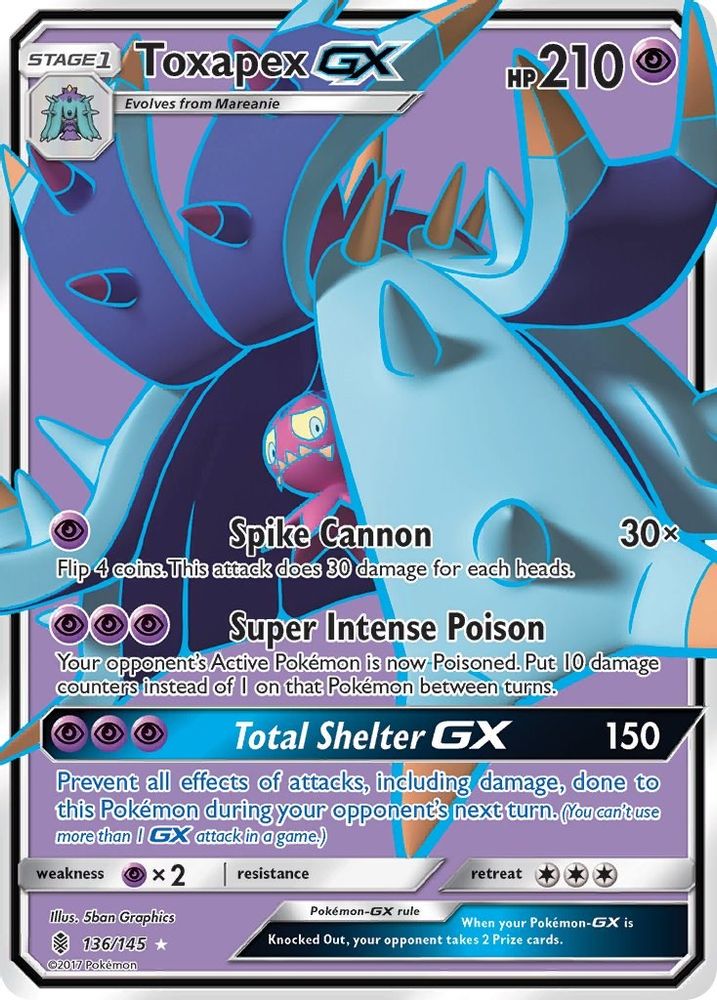 Toxapex GX (Full Art)/145  - Holofoil SM  Guardians Rising - Ultra Rare
