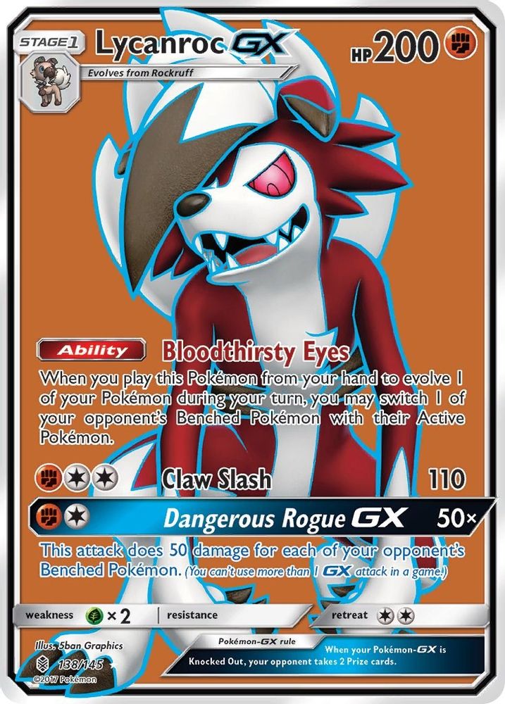 Lycanroc GX (Full Art)  - Holofoil SM  Guardians Rising - Ultra Rare
