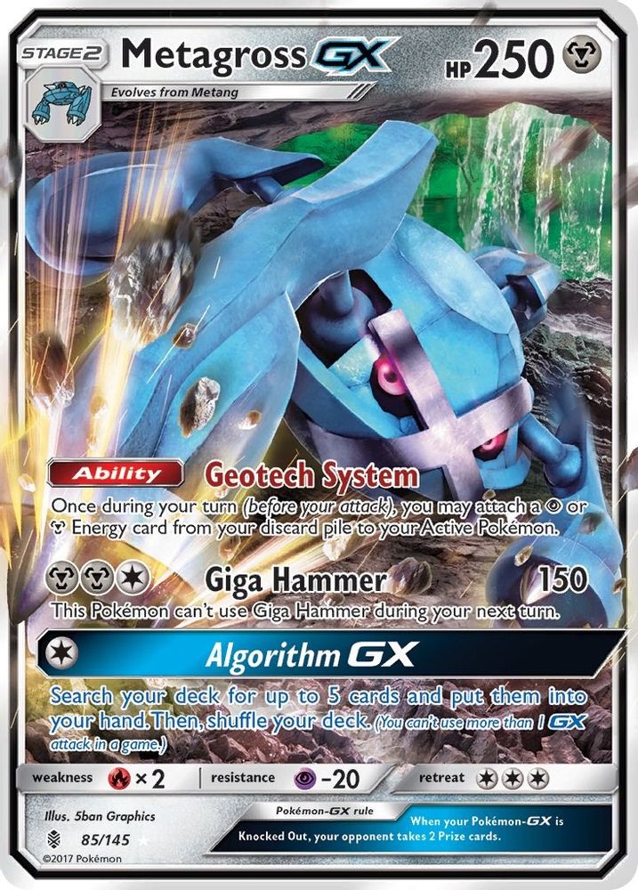 Metagross GX 085  - Holofoil SM  Guardians Rising - Ultra Rare