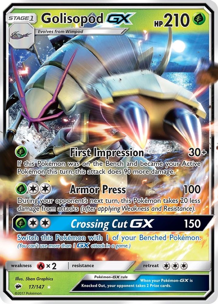 Golisopod GX 017  - Holofoil SM  Burning Shadows - Ultra Rare