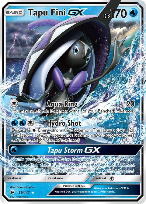 Tapu Fini GX 039  - Holofoil SM  Burning Shadows - Ultra Rare