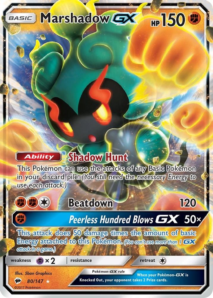 Marshadow GX 080  - Holofoil SM  Burning Shadows - Ultra Rare