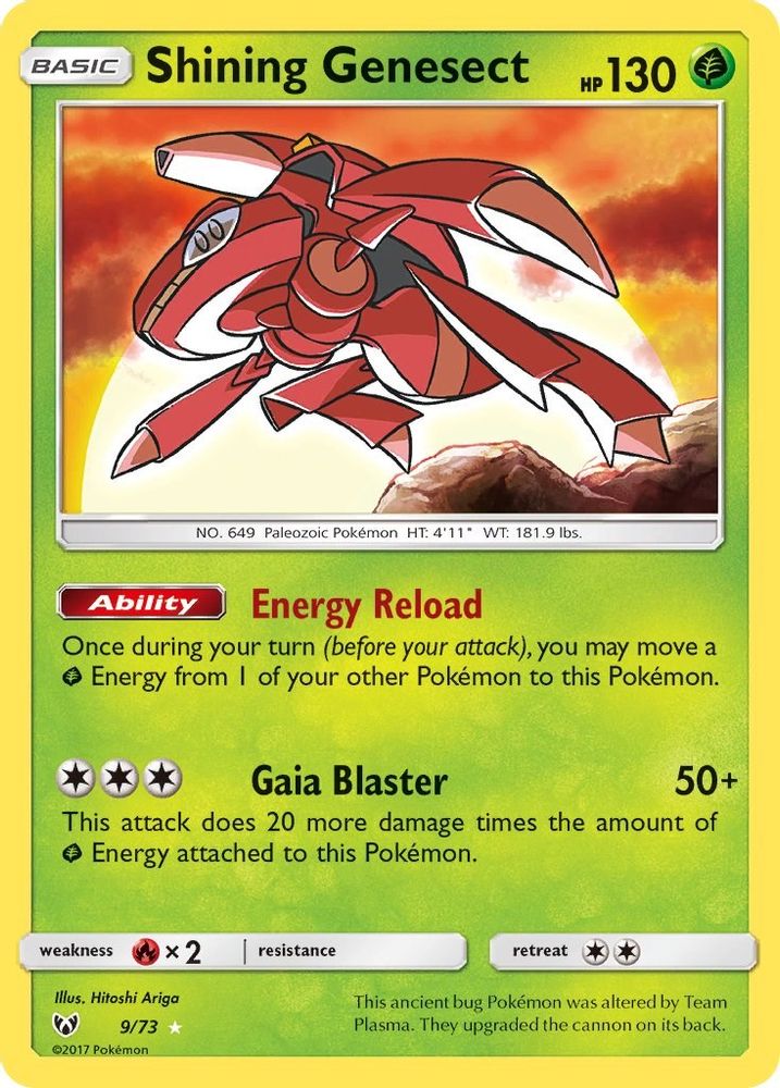 Shining Genesect 009  - Holofoil Shining Legends - Shiny Holo Rare