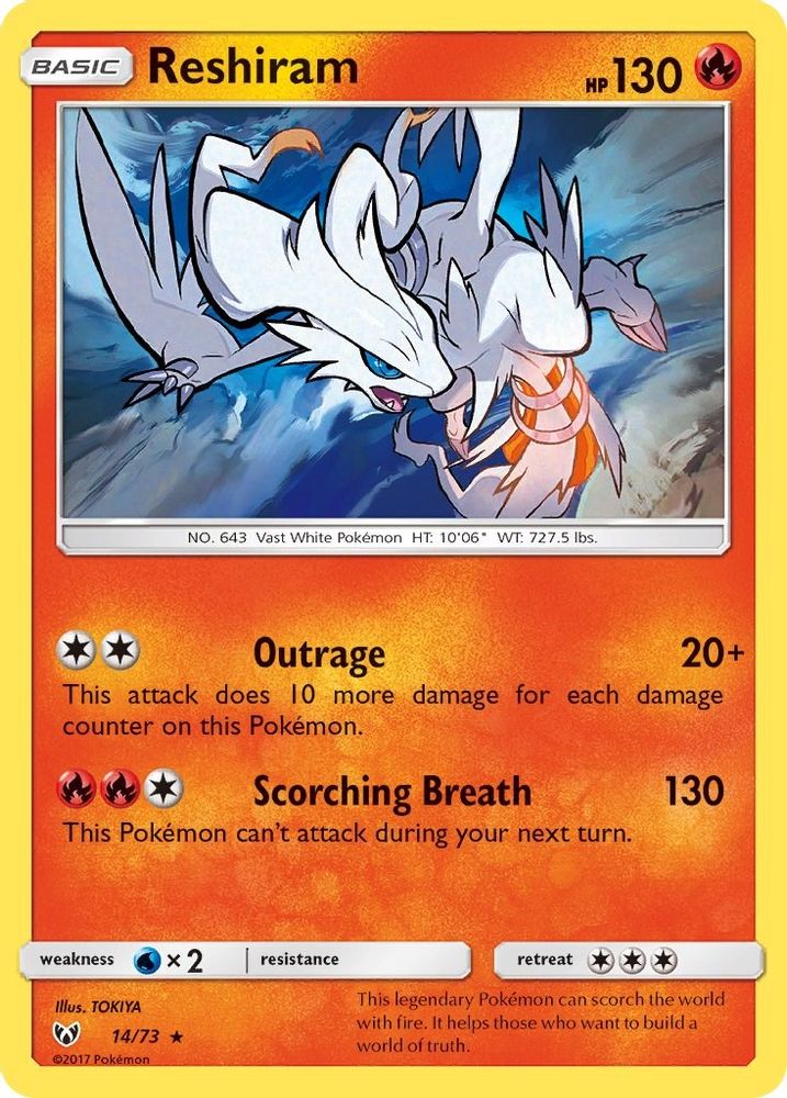Reshiram 014  - Holofoil Shining Legends - Holo Rare