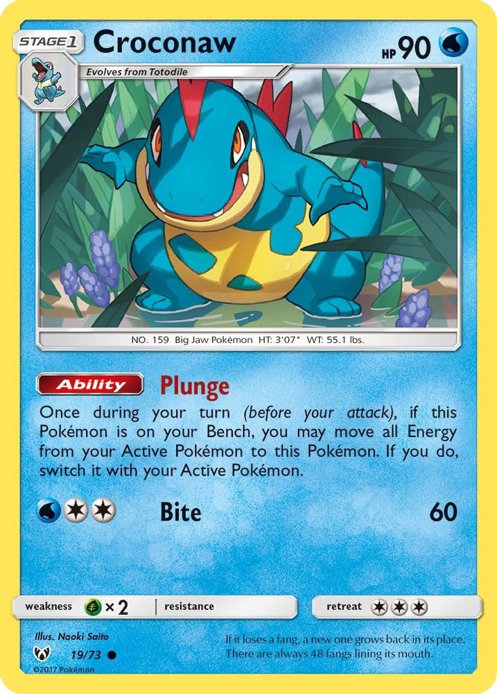 Croconaw 019  - Reverse Holofoil Shining Legends - Common
