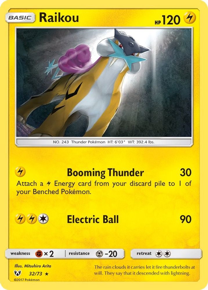 Raikou 032  - Reverse Holofoil Shining Legends - Holo Rare