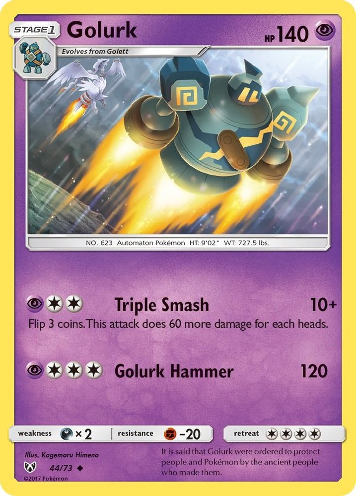 Golurk 044  - Reverse Holofoil Shining Legends - Uncommon