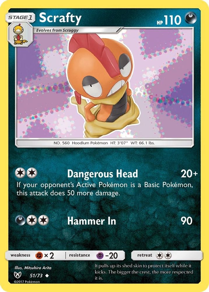 Scrafty 051  - Reverse Holofoil Shining Legends - Uncommon