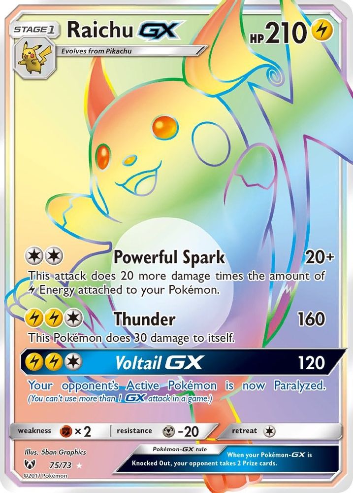 Raichu GX (Secret)/73  - Holofoil Shining Legends - Secret Rare