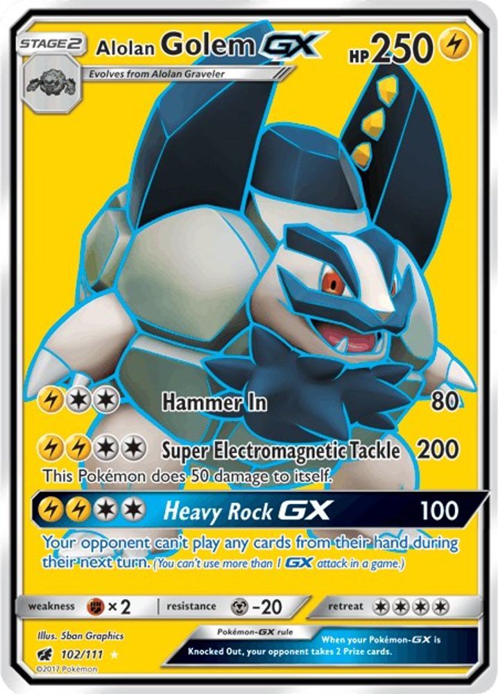 Alolan Golem GX (Full Art)/111  - Holofoil SM  Crimson Invasion - Ultra Rare