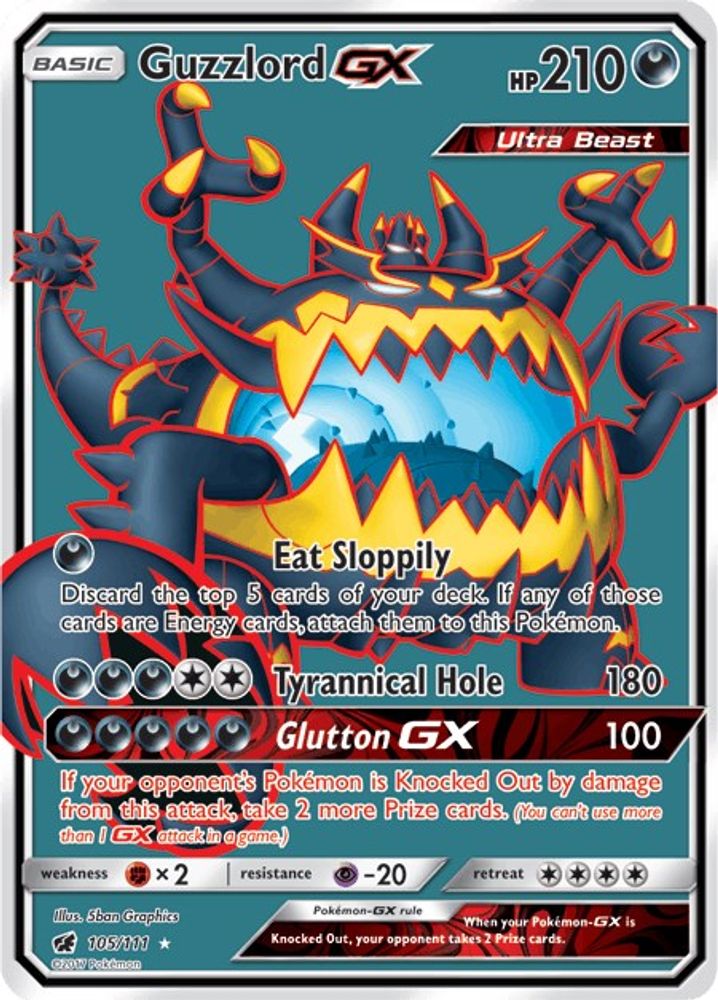 Guzzlord GX (Full Art) 105/111  - Holofoil SM  Crimson Invasion - Ultra Rare