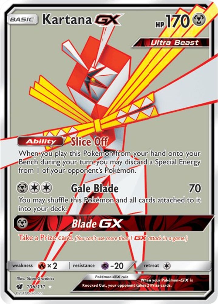 Kartana GX (Full Art) 106/111  - Holofoil SM  Crimson Invasion - Ultra Rare