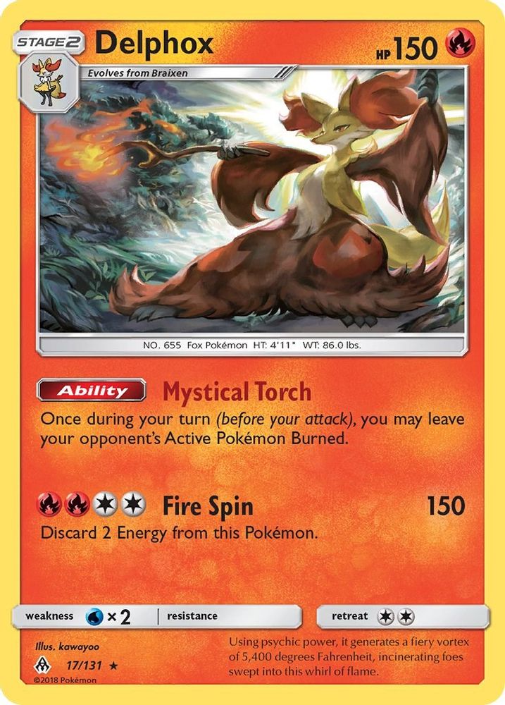 Delphox 017  - Holofoil SM  Forbidden Light - Holo Rare