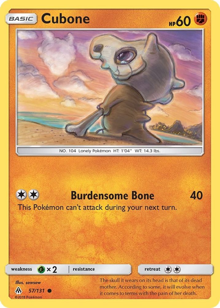 Cubone 057  - Reverse Holofoil SM  Forbidden Light - Common