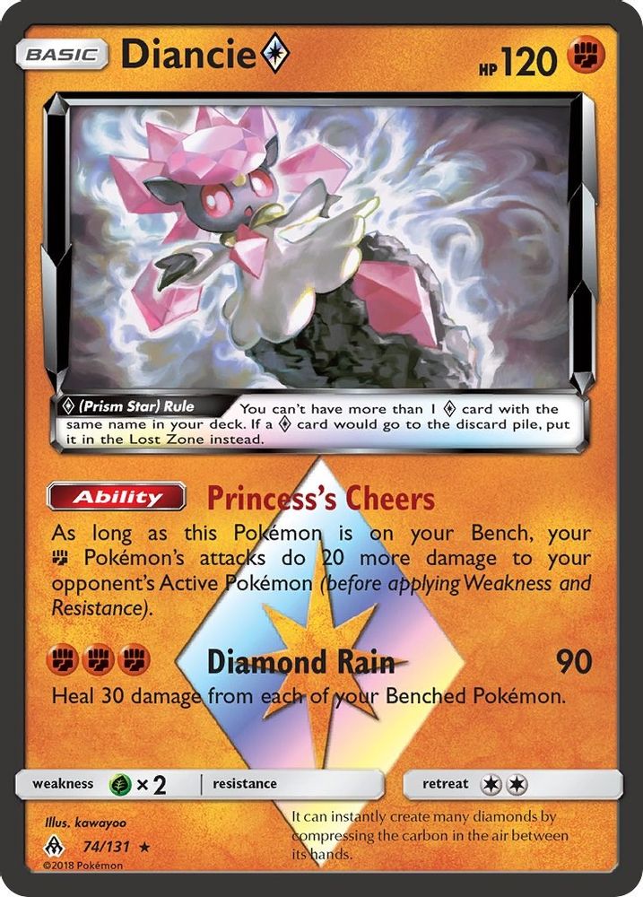 Diancie Prism Star 074  - Holofoil SM  Forbidden Light - Prism Rare