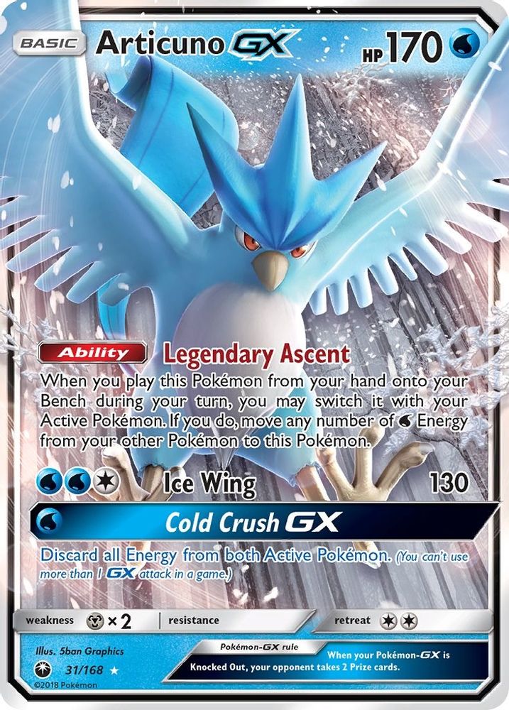 Articuno GX 031  - Holofoil SM  Celestial Storm - Ultra Rare