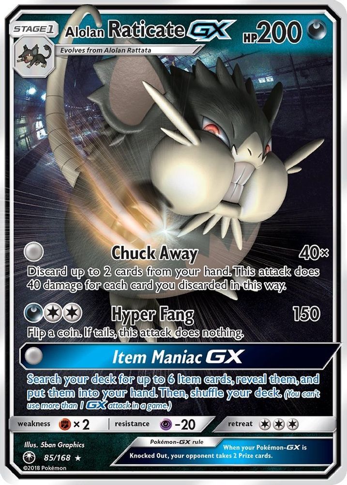 Alolan Raticate GX 085  - Holofoil SM  Celestial Storm - Ultra Rare