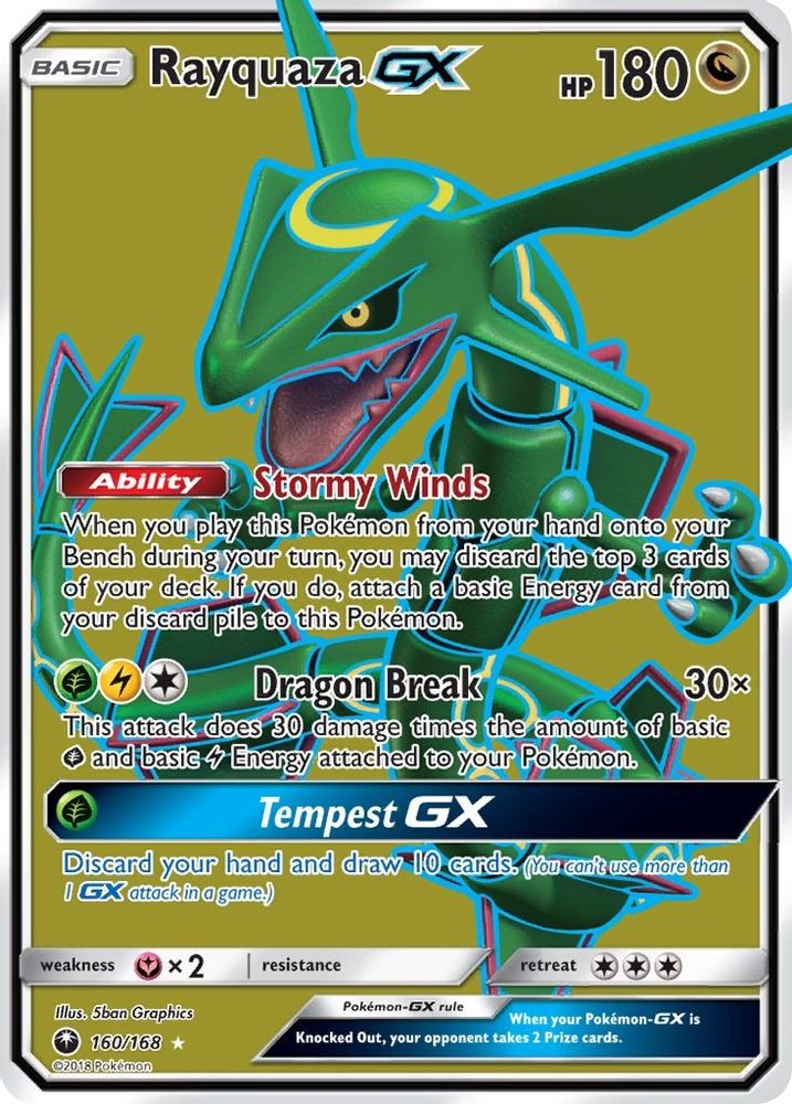 Rayquaza GX (Full Art)  - Holofoil SM  Celestial Storm - Ultra Rare