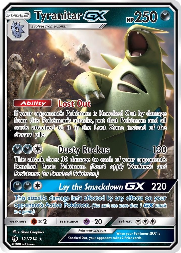 Tyranitar GX 121  - Holofoil SM  Lost Thunder - Ultra Rare