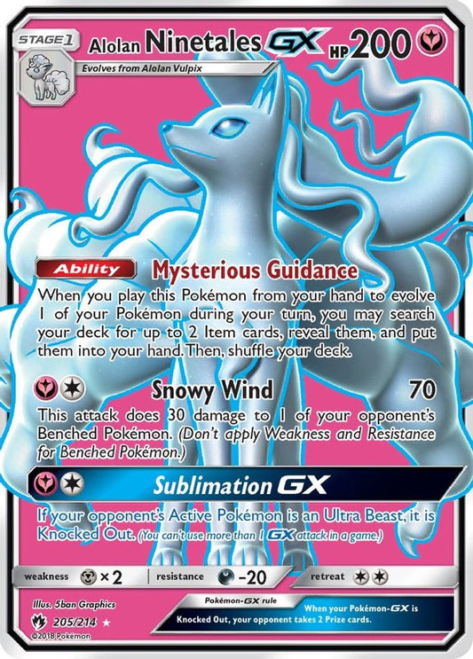 Alolan Ninetales GX (Full Art)  - Holofoil SM  Lost Thunder - Ultra Rare