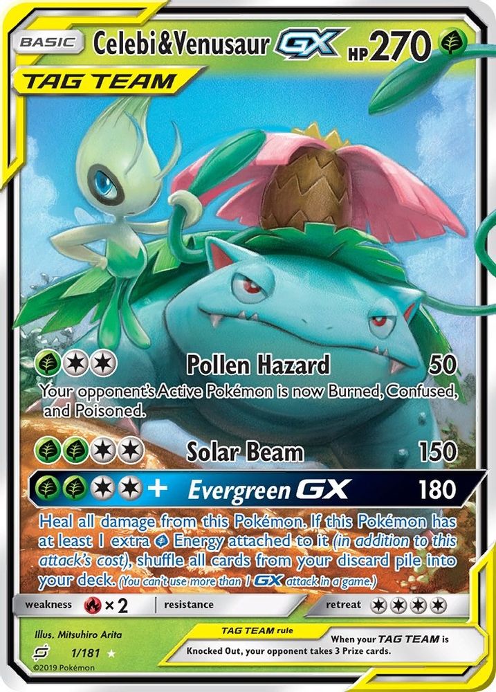 Celebi & Venusaur GX 001  - Holofoil SM  Team Up - Ultra Rare