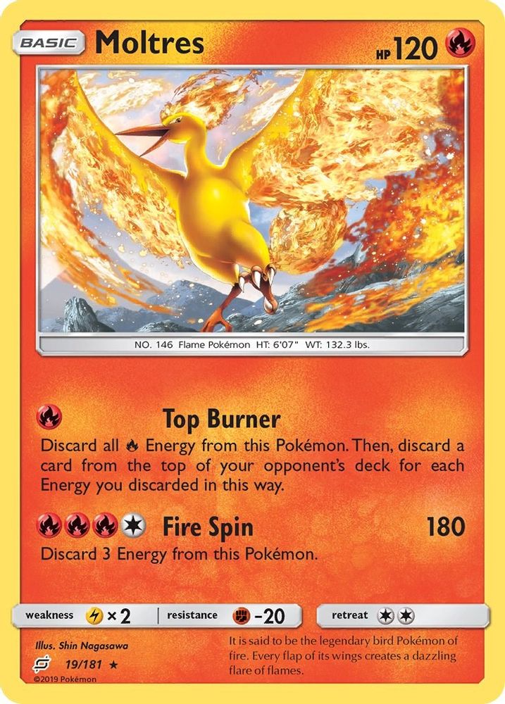 Moltres 019  - Reverse Holofoil SM  Team Up - Holo Rare
