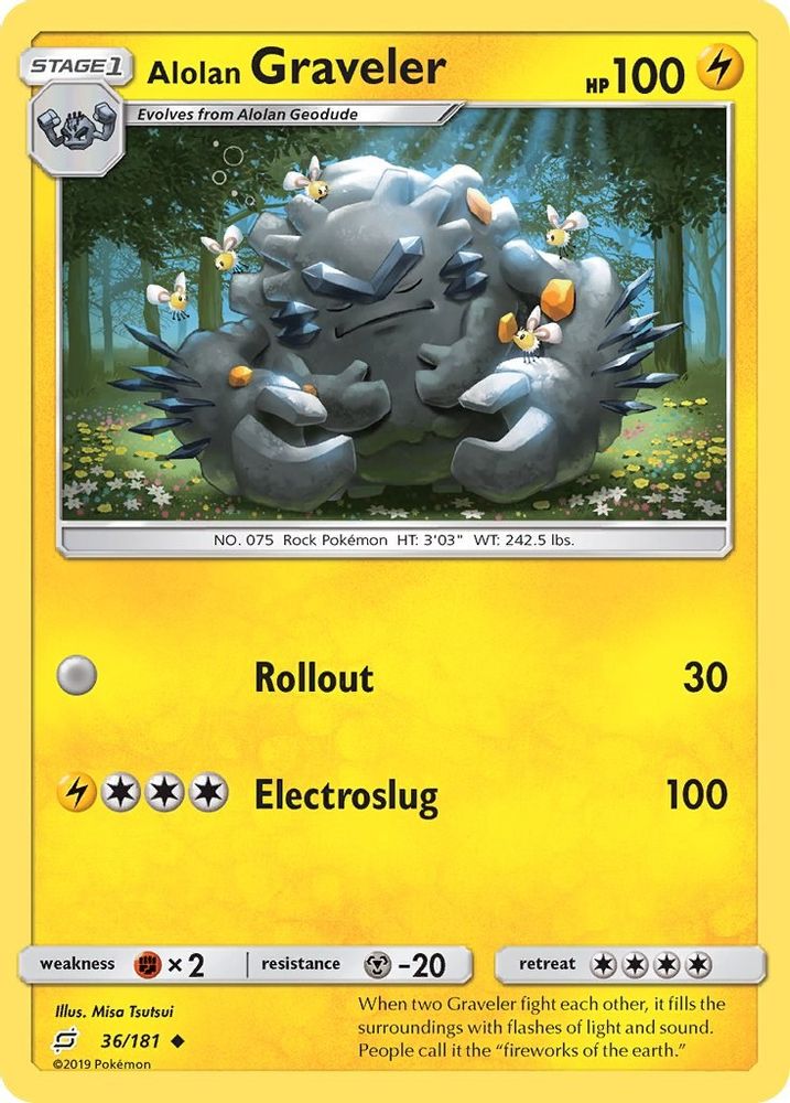 Alolan Graveler 036  - Reverse Holofoil SM  Team Up - Uncommon