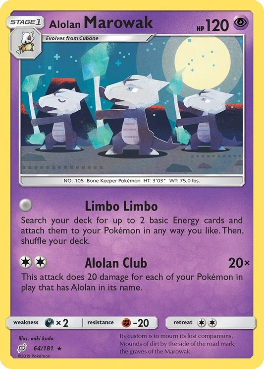 Alolan Marowak 064  - Reverse Holofoil SM  Team Up - Rare