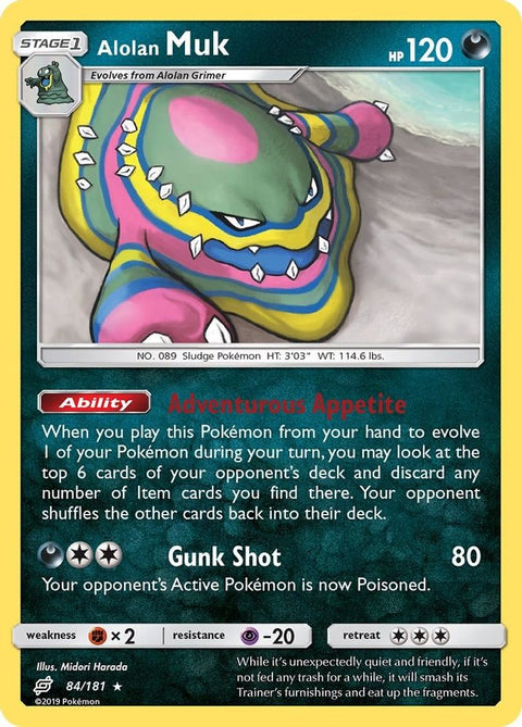 Alolan Muk 084/181  - Reverse Holofoil SM  Team Up - Rare