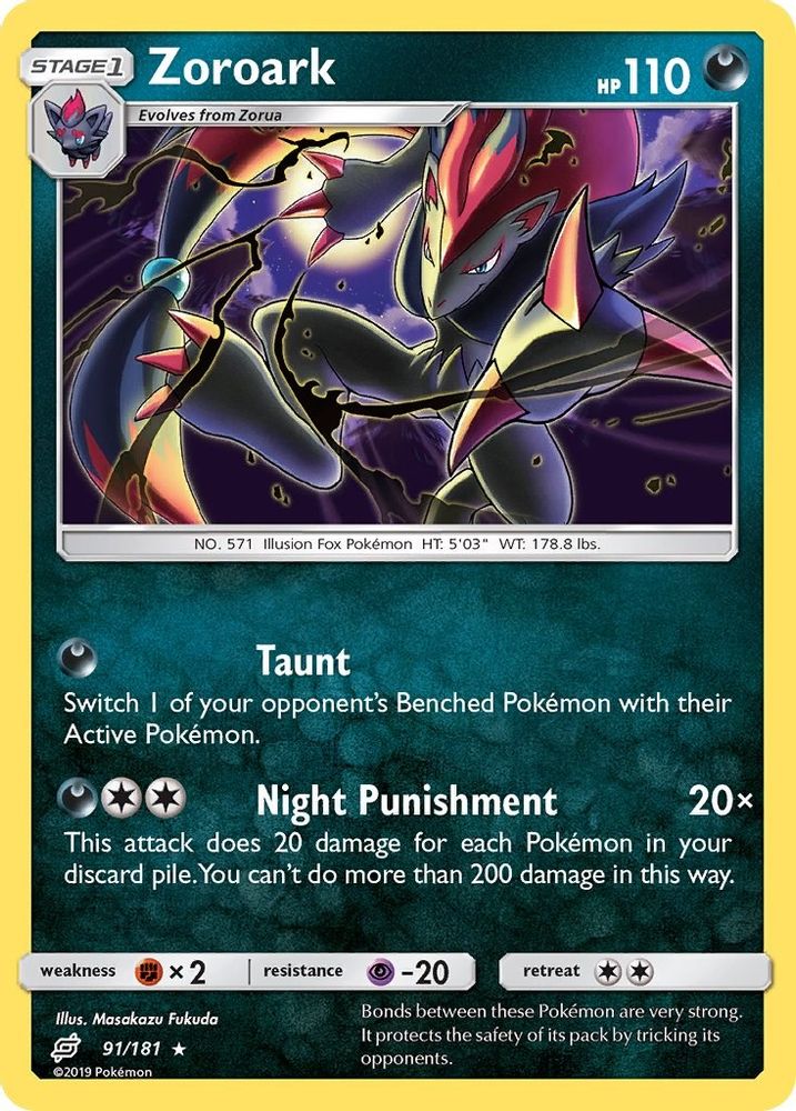 Zoroark 091  - Holofoil SM  Team Up - Holo Rare