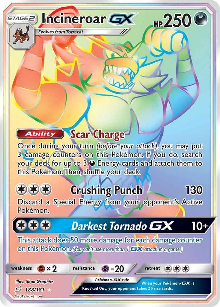 Incineroar GX (Secret)  - Holofoil SM  Team Up - Secret Rare