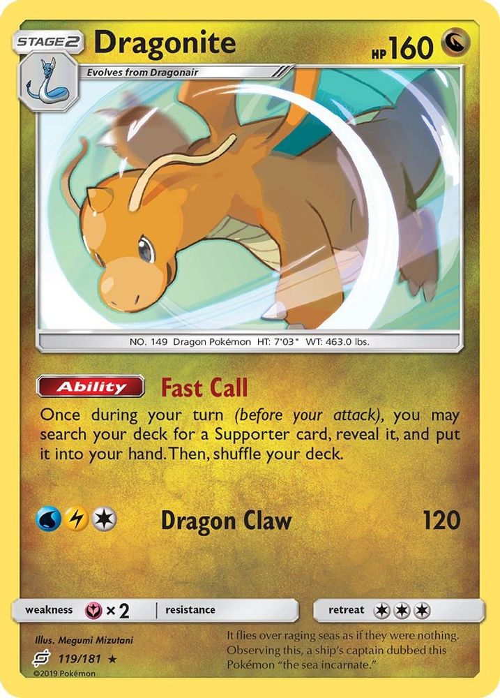 Dragonite 119  - Reverse Holofoil SM  Team Up - Holo Rare