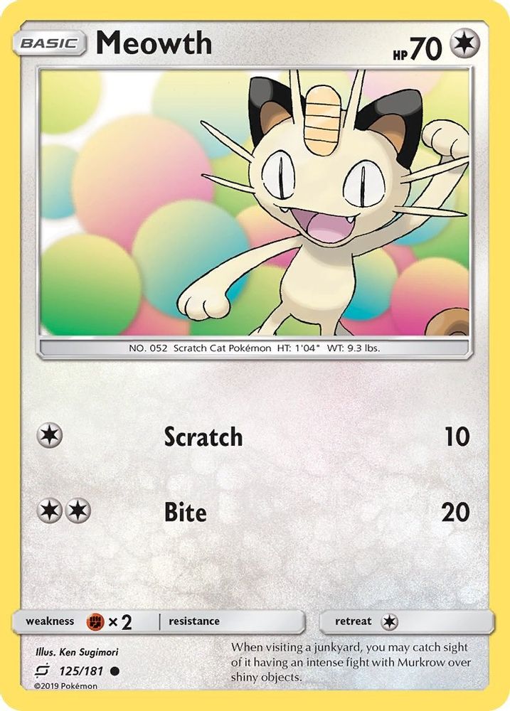 Meowth 125  - Reverse Holofoil SM  Team Up - Common