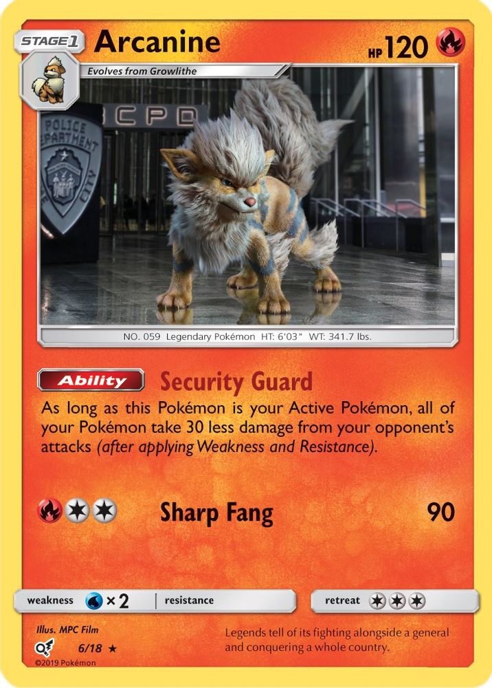 Arcanine 006  - Holofoil Detective Pikachu - Rare