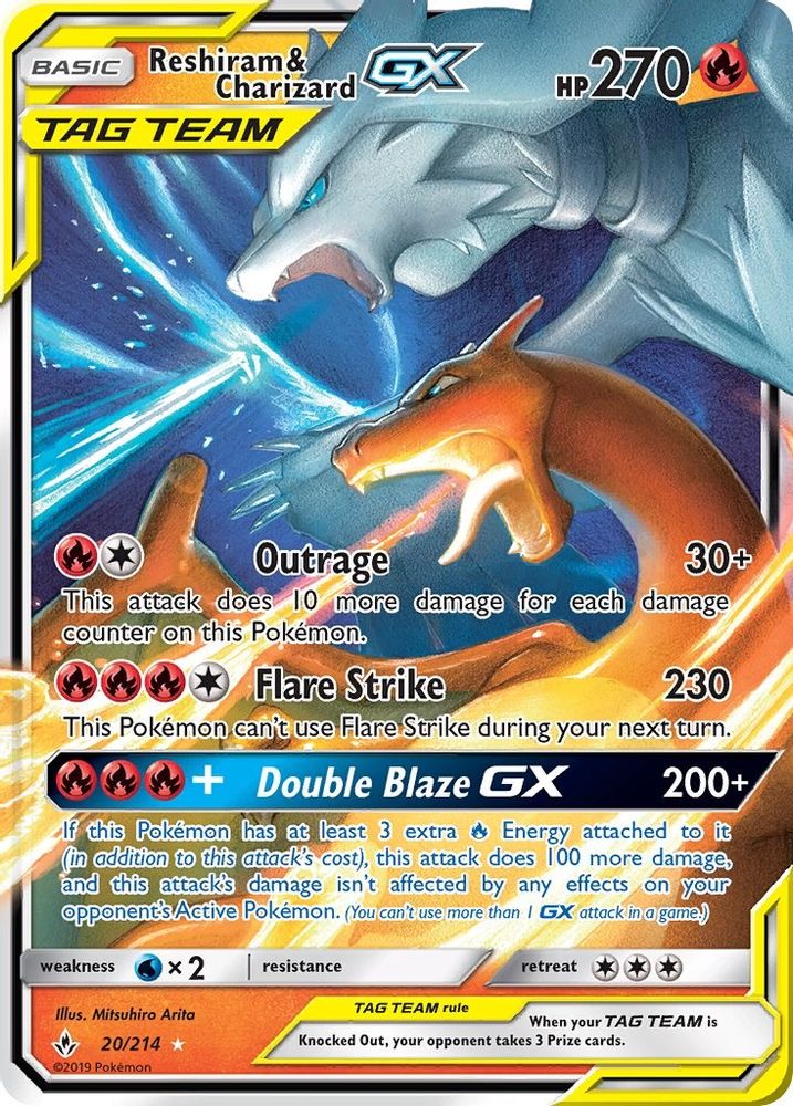 Reshiram & Charizard GX 020  - Holofoil SM  Unbroken Bonds - Ultra Rare