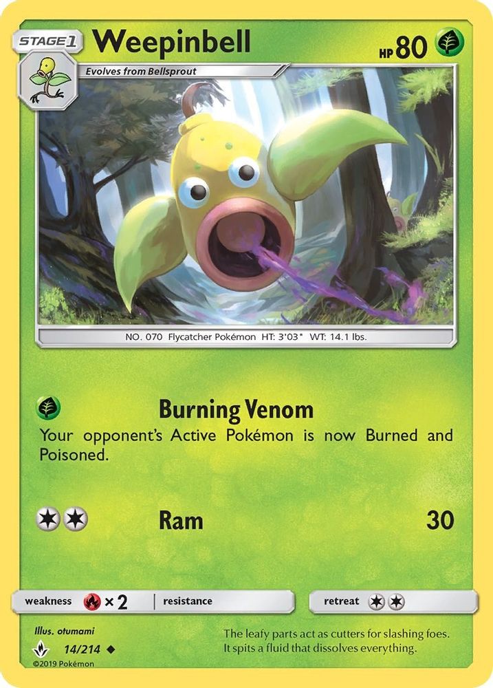 Weepinbell/214  - Reverse Holofoil SM  Unbroken Bonds - Uncommon