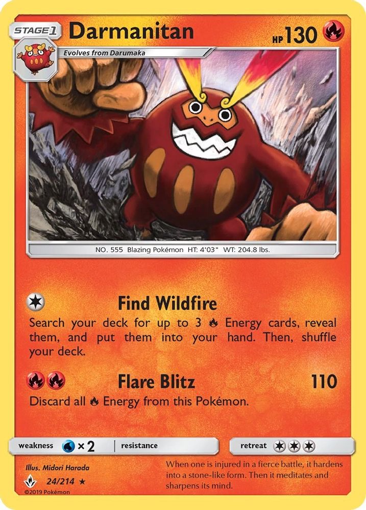 Darmanitan 024  - Reverse Holofoil SM  Unbroken Bonds - Rare